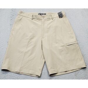 Pebble Beach Golf Performance Chino‎ Shorts Men's 34 Tan Slash Pocket Flat Front